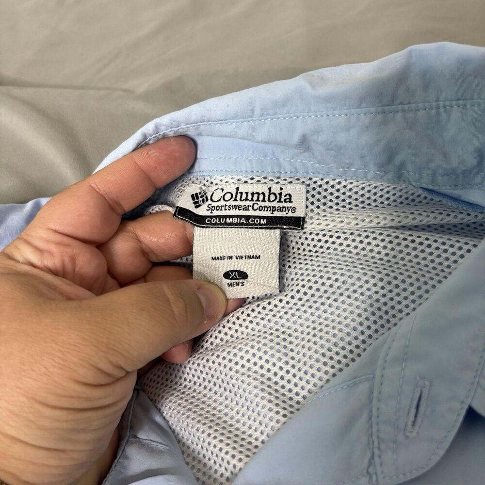 Columbia PFG Shirt Mens XL Blue Performance Vented Hiking Fishing Button Down - Picture 3 of 9